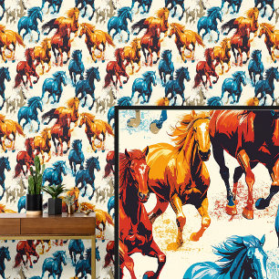 Galloping Pferde auf Creme Tapete