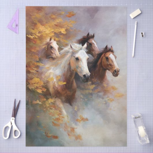Galloping Pferde durch Herbstnebel Seidenpapier (Basteln)