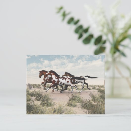 Galloping Pferde Postkarte (Stehend Vorderseite)