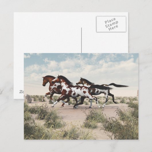 Galloping Pferde Postkarte (Vorne/Hinten)