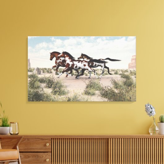 Galloping Pferde Wrapped Canvas Leinwanddruck (Insitu (Wohnzimmer))