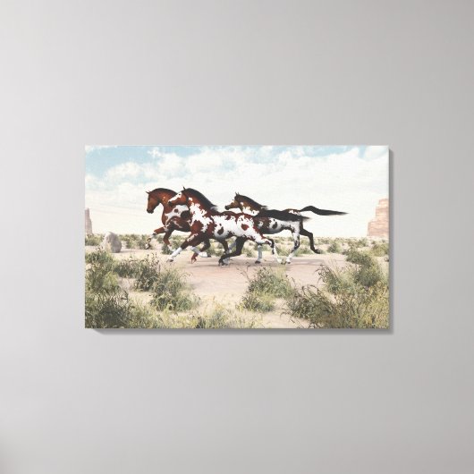 Galloping Pferde Wrapped Canvas Leinwanddruck (Vorderseite)