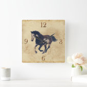 Galloping Pinto American Paint Stallion Pferd Quadratische Wanduhr (Zuhause)