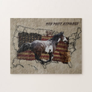 Galloping Pinto Paint USA Pony Express Pferd Puzzle