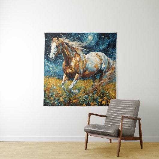 Galloping Pinto Stallion Van Gogh Wandteppich (Beispiel)