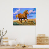 Galloping Quarter Horse Painting - Poster (Küche)
