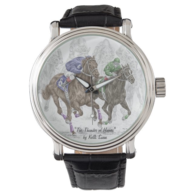 Galloping Race Pferde Armbanduhr (Vorderseite)