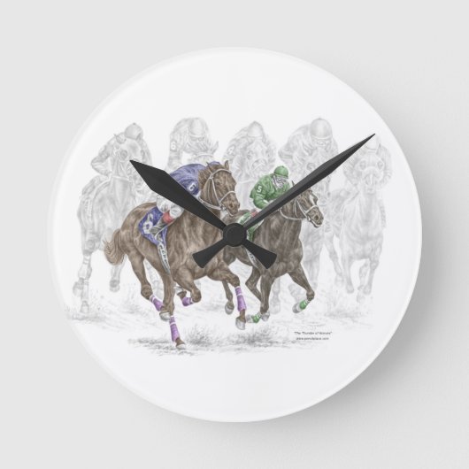 Galloping Race Pferde Runde Wanduhr (Vorderseite)