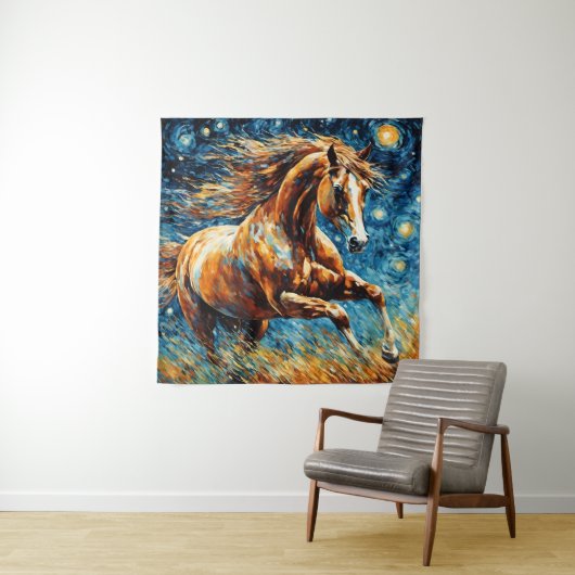 Galloping Sorrel Horse Tapestry Wandteppich (Beispiel)