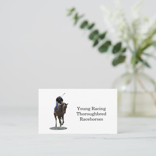 Galloping Thoroughbred Horse Business Card Visitenkarte (Stehend Vorderseite)