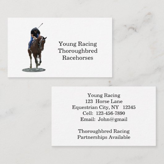 Galloping Thoroughbred Horse Business Card Visitenkarte (Vorne/Hinten)