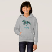 Galloping Türkis Horse Silhoutte Hoodie (Vorne ganz)