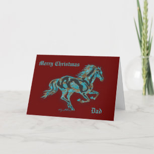Galloping Turquoise Horse Feiertagskarte