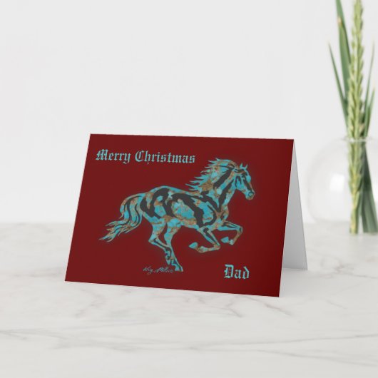 Galloping Turquoise Horse Feiertagskarte (Vorderseite)