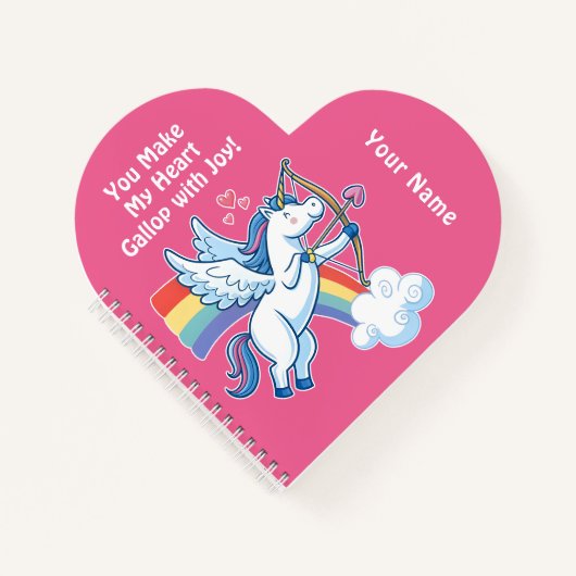 Galloping Unicorn Cupid’s Love Magic Notizblock (Vorderseite)