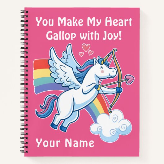 Galloping Unicorn Cupid’s Love Magic Notizblock (Vorderseite)