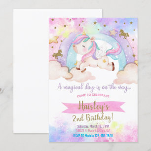 Galloping unicorn Mädchen magischen Geburtstag ein Einladung