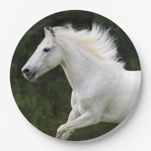Galloping Weißes Pferd Pappteller