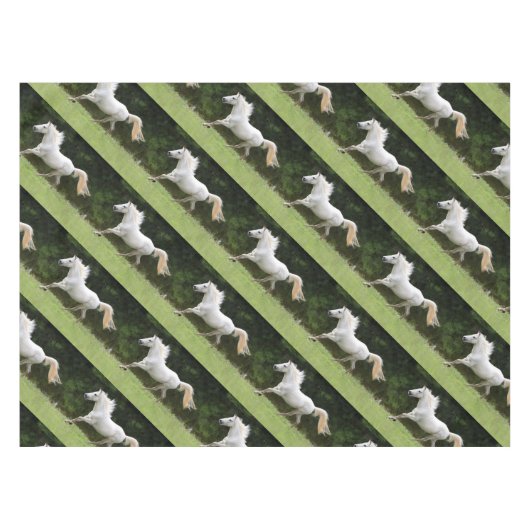Galloping Weißes Pferd Tischdecke (Vorderseite (Horizontal))