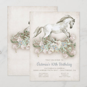 Galloping White Horse Geburtstagsparty Einladung