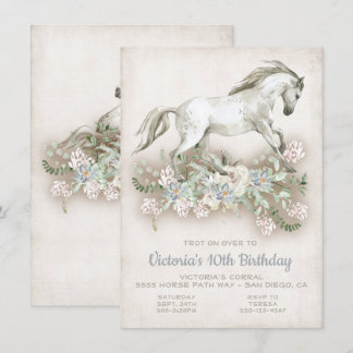 Galloping White Horse Geburtstagsparty Einladung