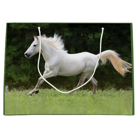 Galloping White Horse Große Geschenktüte (Vorderseite)