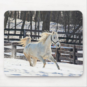 Galloping White Horse Mousepad