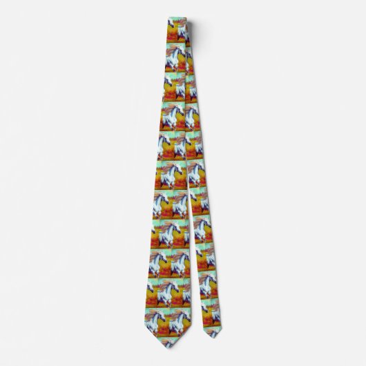 Galloping White Horse Necktie Krawatte (Vorderseite)