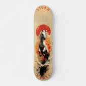 Galloping White Horss in Sunset Glory, Retro Wild Skateboard (Vorne)