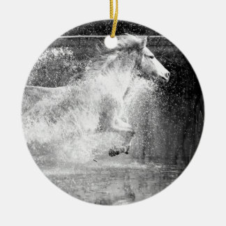 Galloping White Water Horse Keramik Ornament