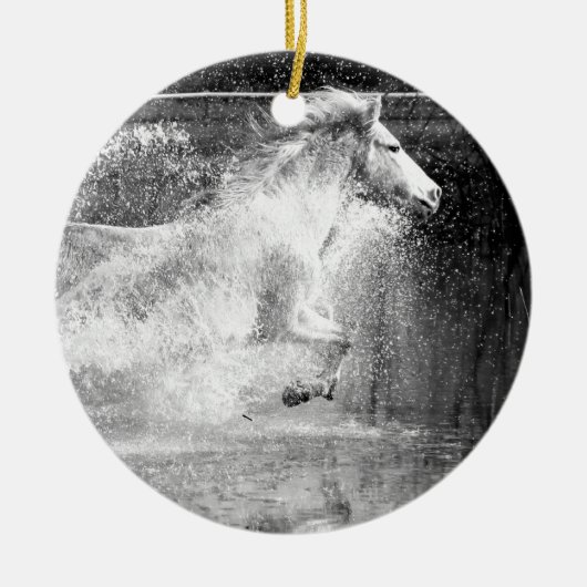 Galloping White Water Horse Keramik Ornament (Vorne)