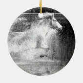 Galloping White Water Horse Keramik Ornament (Hinten)