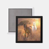 Galloping Wild Horses Square Magnet (Vorderseite/Rückseite)
