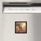 Galloping Wild Horses Square Magnet (In Situ (Geschirrspüler))