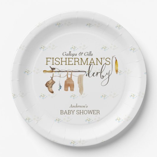 Gallops and Gills Fisherman's Derby Baby Shower Pappteller (Vorderseite)