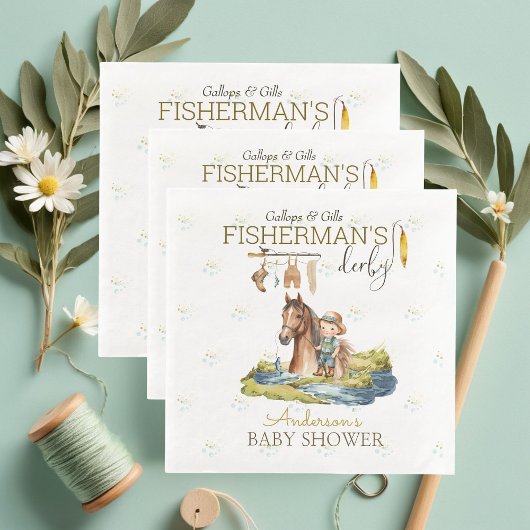 Gallops and Gills Fisherman's Derby Baby Shower Serviette