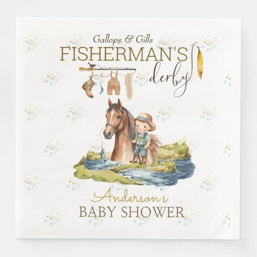 Gallops and Gills Fisherman's Derby Baby Shower Serviette (Vorderseite)