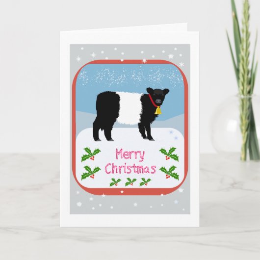 Galloway calf Christmas card Dankeskarte (Vorderseite)