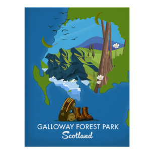 Galloway Forest Park Schottland Karte Poster
