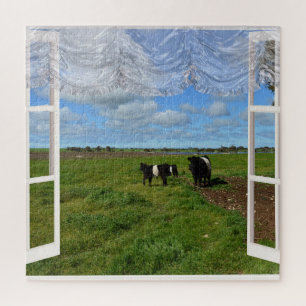 Galloway Kühe durch ein Fenster, Jigsaw Puzzle