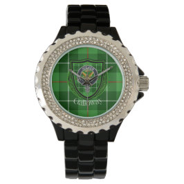 Galloway schottischer Clan-Tartan und Wappen Armbanduhr