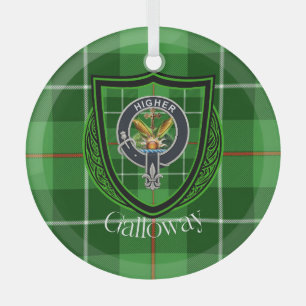 Galloway schottischer Clan-Tartan und Wappen Ornament Aus Glas
