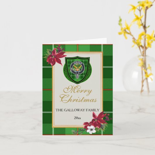 Galloway Scottish Clan Tartan & Crest Karte (Gelbe Blume)