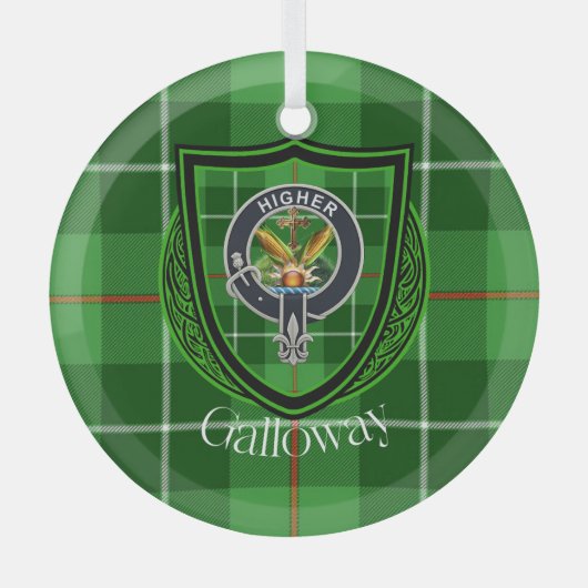 Galloway Scottish Clan Tartan & Crest Ornament Aus Glas (Vorderseite)
