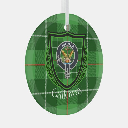 Galloway Scottish Clan Tartan & Crest Ornament Aus Glas (Vorderseite Rechts)
