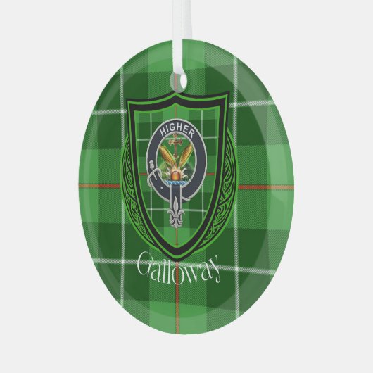Galloway Scottish Clan Tartan & Crest Ornament Aus Glas (Vorderseite links)