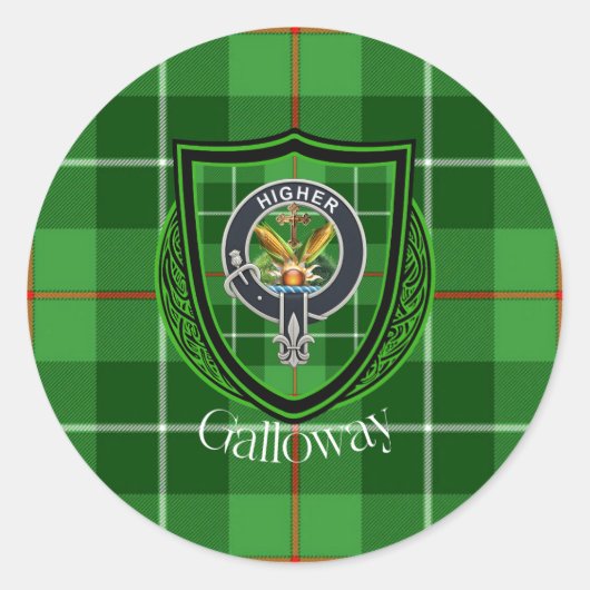 Galloway Scottish Clan Tartan & Crest Runder Aufkleber (Vorderseite)