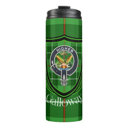 Galloway Scottish Clan Tartan & Crest Thermosbecher (Vorderseite)