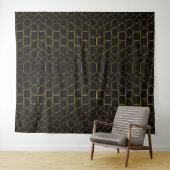 Galmourous Golden Geometric pattern Wandteppich (Beispiel (Horizontal))