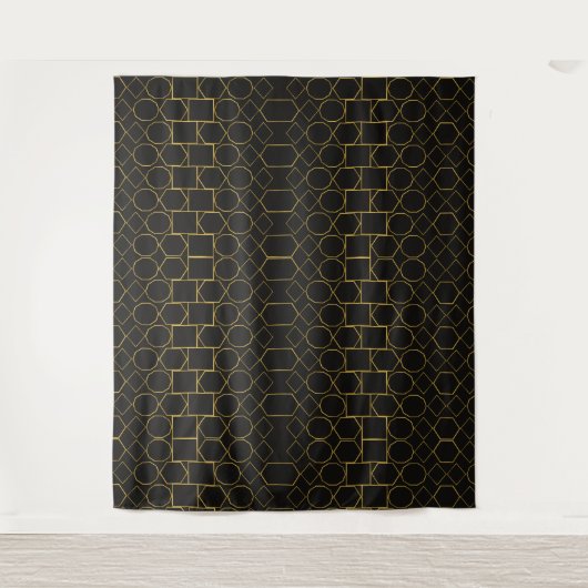 Galmourous Golden Geometric pattern Wandteppich (Vorderseite)